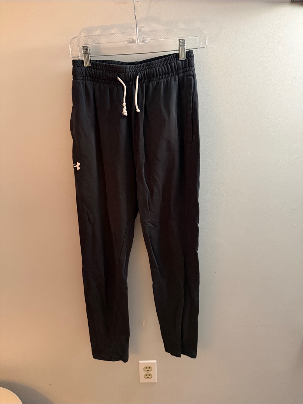 Under Armour Black Track Pants with White Logo